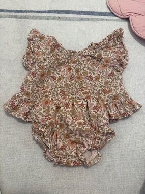Rylee + Cru Floral Ruffle Matching Underwear Set in Beige Pink and Rust
